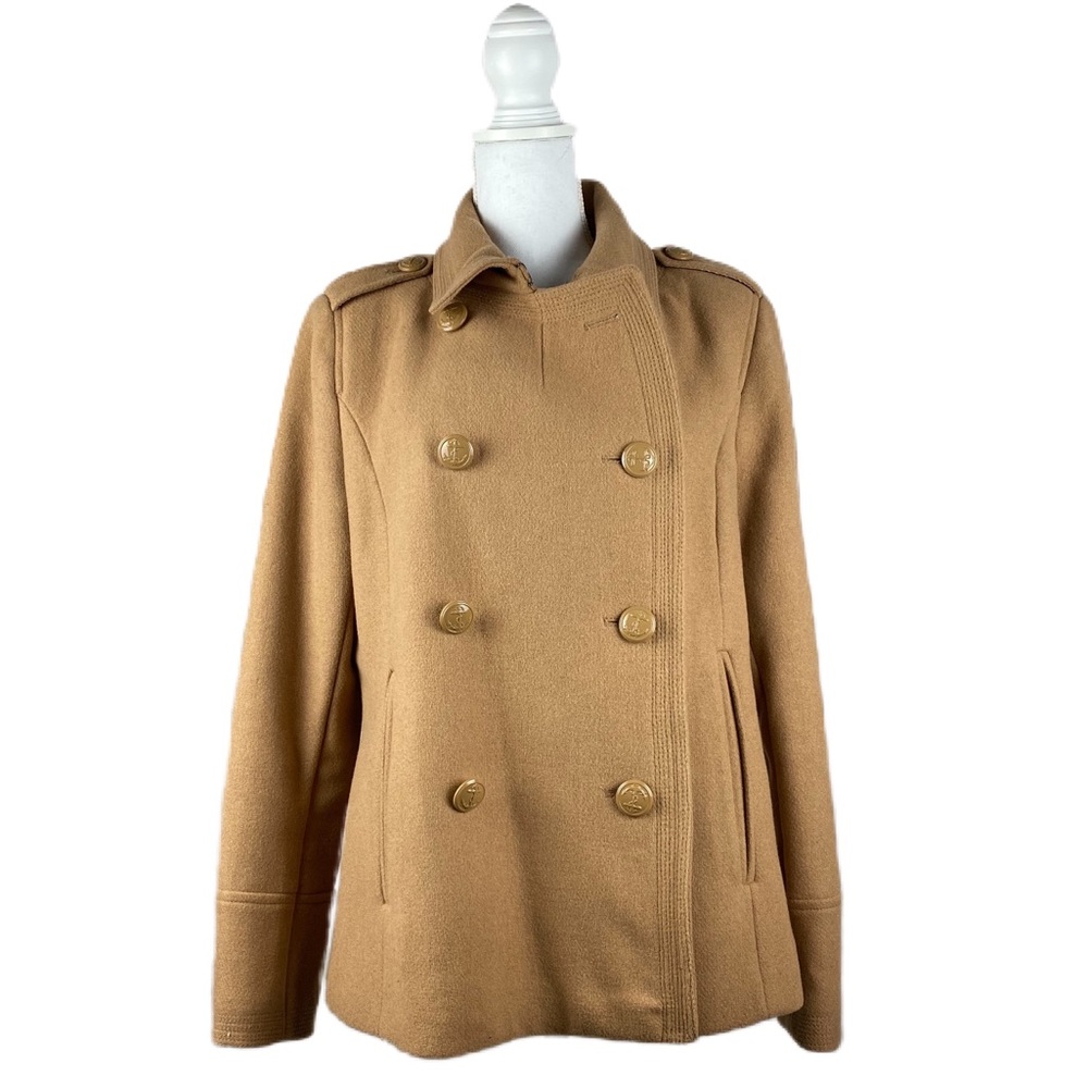 Wool Blend Camel Pea Coat
